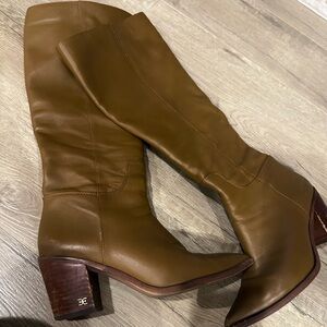 Sam Edelman Brown Knee High Leather Heeled Boots